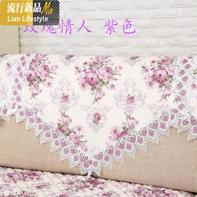 沙发巾靠背巾盖布后背巾通用蕾丝扶手巾百搭套欧式沙发靠背三角巾 三维工匠 咖色玫瑰情人 加宽贵妃位120*180cm
