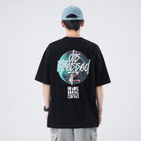 夏季潮牌男装短袖T恤韩版ins纯棉时尚字母印花宽松圆领半袖打底衫