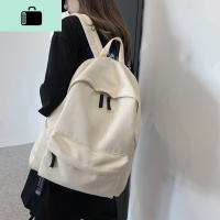 学院风双肩包男韩版简约纯色帆布休闲背包校园高中生潮流百搭书包NEW LAKE 白色帆布面料收藏送礼品