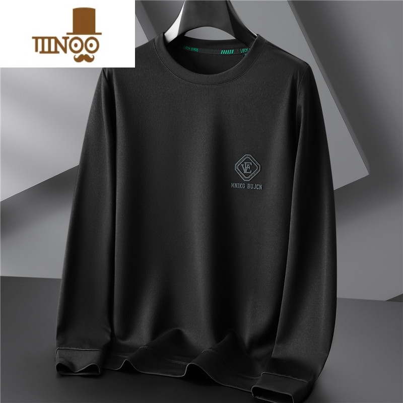 YANXU胖子套头卫衣男加肥加大码宽松圆领长袖体恤肥佬休闲透气打底衫