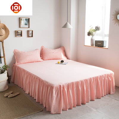 水洗棉床罩床裙式单件色棉保护防尘防滑床套床单1.8m1.5米三维工匠