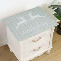 家柏饰(CORATED)床头柜盖布防水防油免洗北欧家用防尘罩套卧室床头盖巾冰箱防尘布 灰格双麋鹿 50*50cm