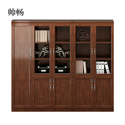 帅畅新中式办公室文件柜木质带锁实木油漆书柜老板办公室资料柜