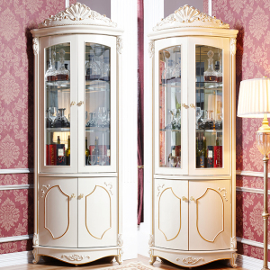 森美人欧式角柜 实木墙角柜拐角柜转角酒柜置物架客厅边柜 三角柜子