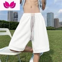 七斓美式复古hiphop高街华夫格休闲裤子男士夏季宽松篮球运动五分短裤
