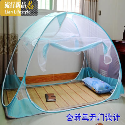 学生宿舍1.0m上下铺防蚊免安装蒙古包蚊帐三开子母床蚊帐1.2米 三维工匠