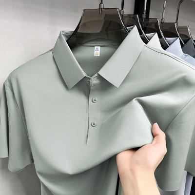 亚麻桑蚕丝无痕polo衫男2026夏季新款商务休闲翻领透气短袖男T恤