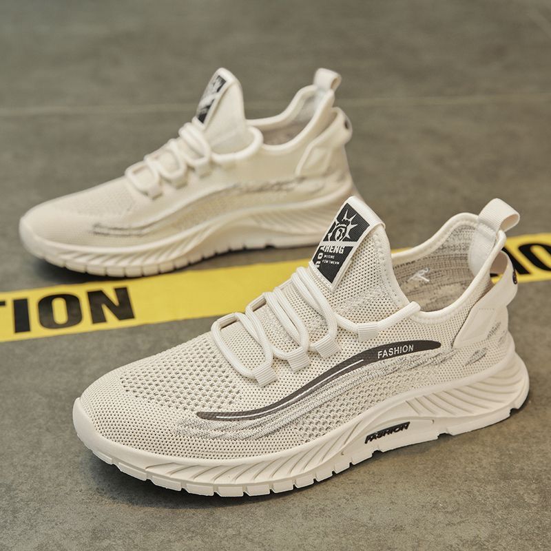 鞋子男新款春秋时尚休闲运动鞋单鞋透气潮流网面飞织运动男鞋