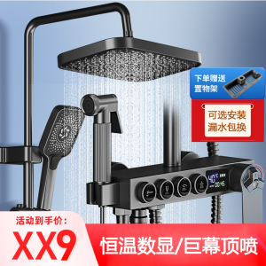 花洒套装冷热龙头恒温手持花洒家用卫浴增压枪灰浴室卫生间沐浴洗澡花晒莲蓬头