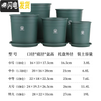 三维工匠加仑盆二代加厚塑料树脂多肉绿萝家用阳台种花月季盆栽控根大花盆 [5个装]绿色(盆+托) 小花盆容器