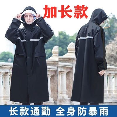 劳保帆布工地雨衣连体防暴雨全身户外男女加厚长款牛津布徒步雨披