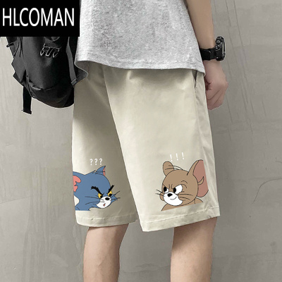 HLCOMAN夏季潮牌男士短裤ins潮流冰丝直筒薄款中裤宽松休闲五分沙滩裤子