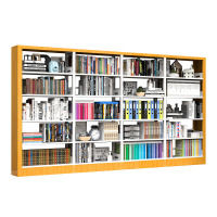 锦北 书架学校图书馆阅览室书籍架落地资料档案架红色黄色 单面一列四