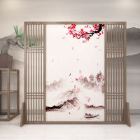 中式屏风隔断墙客厅玄关办公室酒店茶室装饰遮挡实木格栅定制座屏 C13胡桃木180*180CM 整装