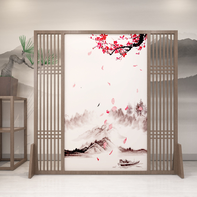 中式屏风隔断墙客厅玄关办公室酒店茶室装饰遮挡实木格栅定制座屏 C13胡桃木180*180CM 整装