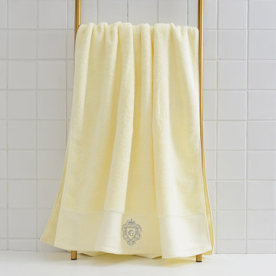 洁丽雅(Grace)222701纯棉抗菌防螨浴巾刺绣高档强吸水柔软加厚加大浴巾 米白色 800g