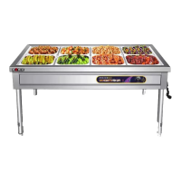 商用保温台不锈钢保温汤池电热快餐店打菜热菜售饭台食堂保温餐车 6格6盆(特厚款)带盆带盖