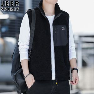 JEEP SPIRIT男式背心不连帽马甲男士装抓绒背心无袖保暖外套