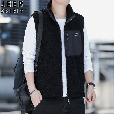 JEEP SPIRIT男式背心不连帽马甲男士装抓绒背心无袖保暖外套