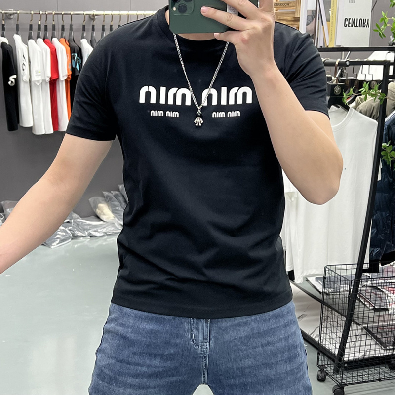 T恤短袖男装夏季新款立体字母半袖体恤修身圆领衣服T恤简约丝光棉