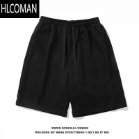 HLCOMAN美式休闲vibe基础款百搭纯色五分短裤男夏季高街抽绳直筒运动裤子