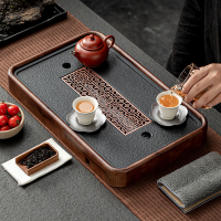 [补贴10%]仿乌金石茶盘家用茶具茶台储水排水式干泡台轻奢现代托盘实木泡茶