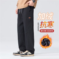 秋冬季男士复古休闲裤直筒宽松加绒保暖美式松紧腰百搭长裤男