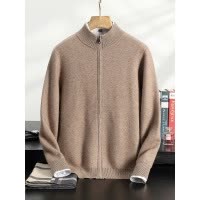 加厚羊绒衫男装保暖开衫外套半高领羊绒毛衣秋冬新款开衫外套