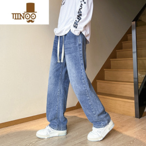 YANXU牛仔裤男大童15岁2023新款初高中学生宽松阔腿裤16男孩长裤