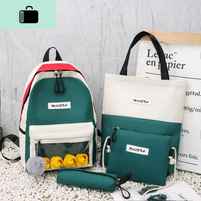 帆布书包女学生韩版ins超火高中初中双肩包女2019新款网红小背包NEW LAKE
