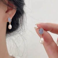 复古法式高级感珍珠猫眼石耳环女小众气质通勤耳钉轻奢精致耳饰送女朋友老婆情人节七夕生日礼物