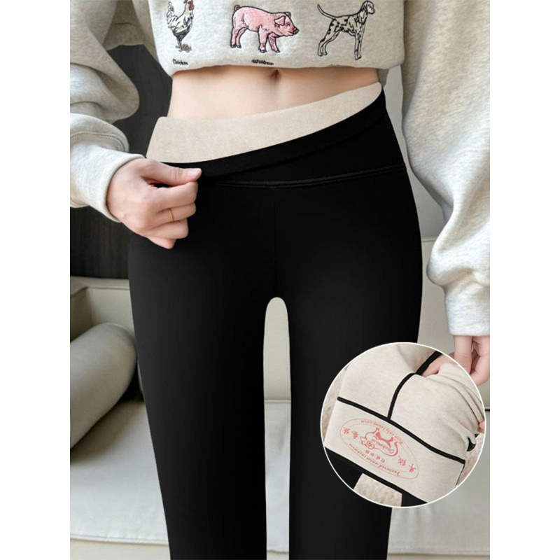 羊绒蚕丝鲨鱼裤女士秋冬季加绒加厚棉裤小个子紧身提臀瑜伽打底裤