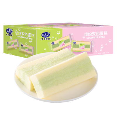 港荣(KongWENG)蒸蛋糕缤纷双色蛋糕480g抹茶+牛奶双重滋味好吃的糕点心早餐面包
