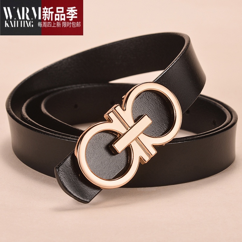 shanchao皮带女士时尚平滑扣细腰带休闲百搭窄宽韩版牛仔裤带装饰