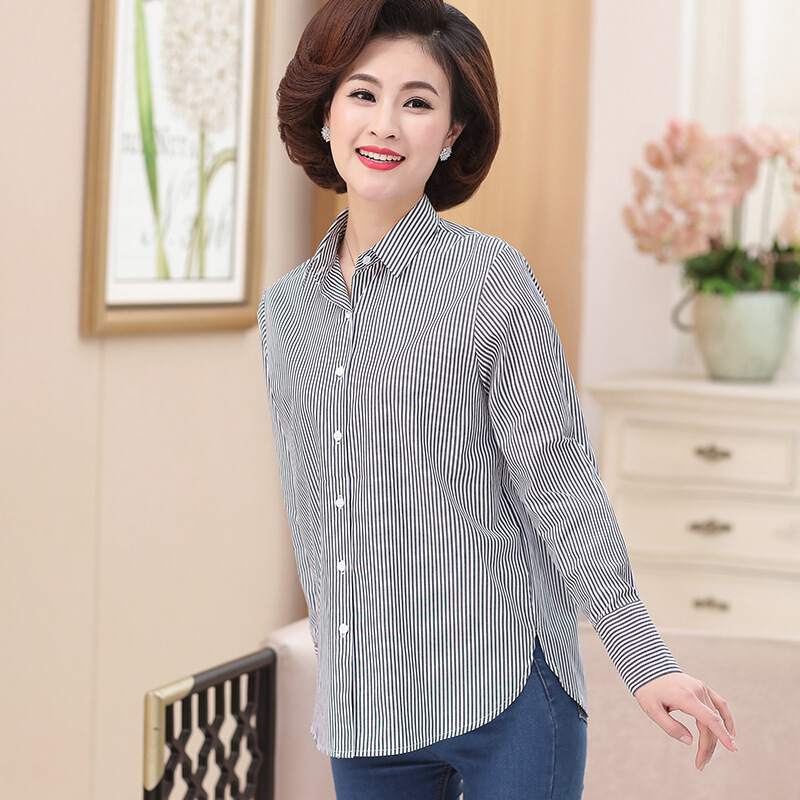 迪鲁奥(diluao)授权店铺妈妈秋装衬衣女长袖中年人40岁50中老年春秋
