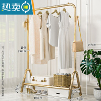 敬平晾衣架落地折叠家用晒衣架卧室挂衣架室内简易衣帽架352 单层1米落地晾衣架轻奢金 大