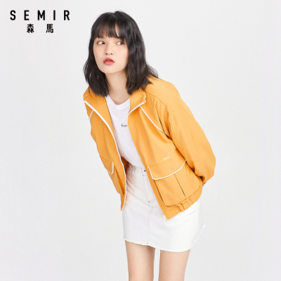 Semir森马2020秋季新款复古港味原宿风短款宽松显瘦工装外套女