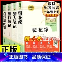 [人教版 4册]镜花缘+猎人笔记+白洋淀纪事+湘行散记 [正版]西游记原着国一上册语文阅读必读四大名着 人民教育出版社初