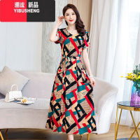 YIBUSHENG2023季新款棉麻连衣裙女气质高端年轻妈妈装格子有口袋棉绸裙子