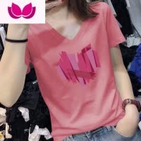 七斓黑色短袖t恤女2023年夏季新款修身显瘦v领时尚别致打底上衣潮