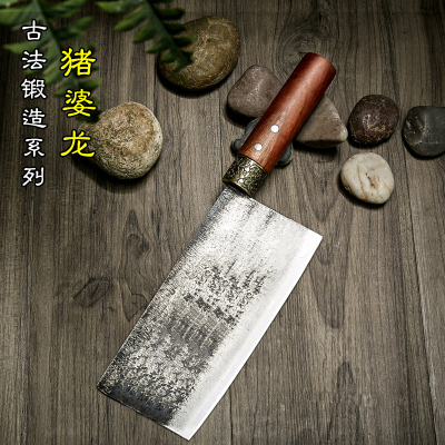 楚家刀1号菜刀厨师专用专业切肉刀手工锻打家用锰钢刀户撒玄铁艺厨师刀直刃