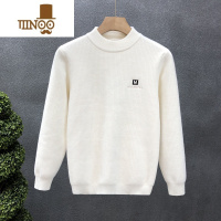 YANXU舒适双面绒毛衣男士潮牌内搭保暖上衣2022新款冬季圆领针织打底衫