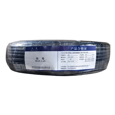 绵缆 铜芯聚氯乙烯绝缘聚氯乙烯护套软电缆 RVV-2*4黑色300/500V 米