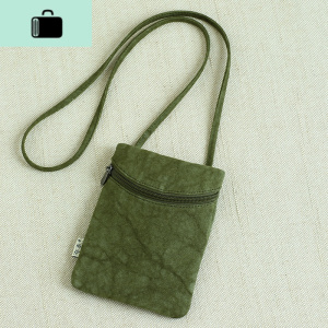 手工原创棉麻帆布挂脖手机包女斜挎迷你扎染手机袋散步小包蓝NEW LAKE女斜挎包