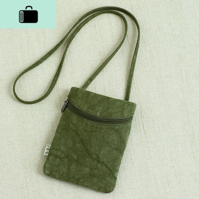 手工原创棉麻帆布挂脖手机包女斜挎迷你扎染手机袋散步小包蓝NEW LAKE女斜挎包