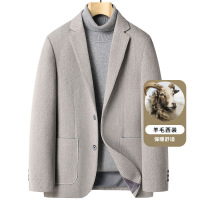 秋冬休闲羊毛西装男潮流修身毛呢小西装男士羊毛西服外套