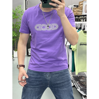 夏季新款个性烫印铝圆字母体恤修身圆领休闲百塔男女款情侣短袖T