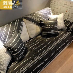 北欧工业风深灰耐脏棉沙发垫棉防滑四季沙发盖巾套罩 三维工匠坐垫