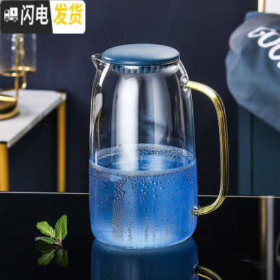 三维工匠轻奢水杯套装家用客厅玻璃水具喝水杯子带把耐热欧式茶具茶壶整套 耐热大壶1550[331]