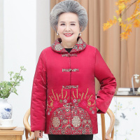 迪鲁奥(DILUAO)中老年女装冬装棉衣外套奶奶装喜庆红色棉袄宽松妈妈装红色棉服唐装婚礼婚庆祝寿棉袄上衣